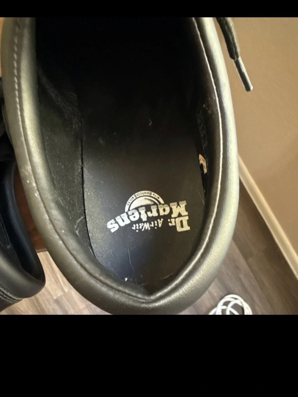 Dr. Martens Black Smooth Leather Lace-Up Oxfords with Yellow Stitching